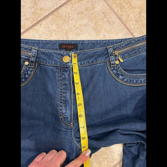 Escada Women’s Designer Denim Blue Jeans Size 40 Embroidered Zipper Details VTG - Picture 7 of 9